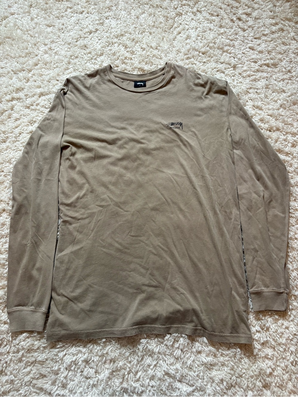 Beige Stussy Logo Tee